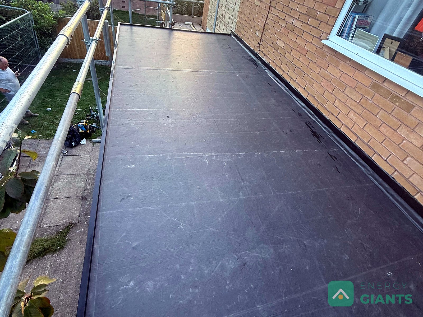 A finished EPDM rubber membrane on a flat roof in Ruthin