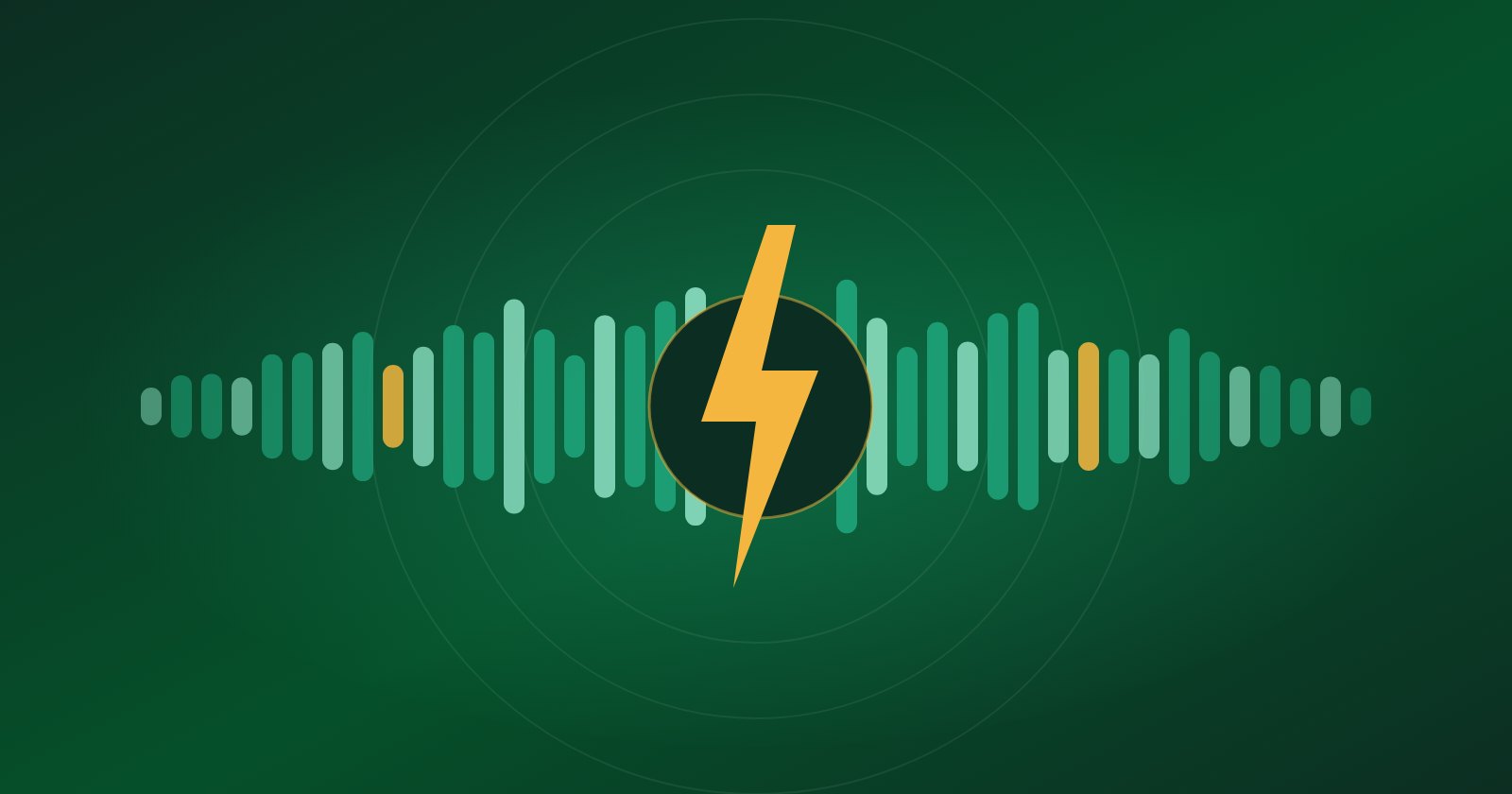 Sound bars in Energy Giants green and gold with a lightning bolt at the centre