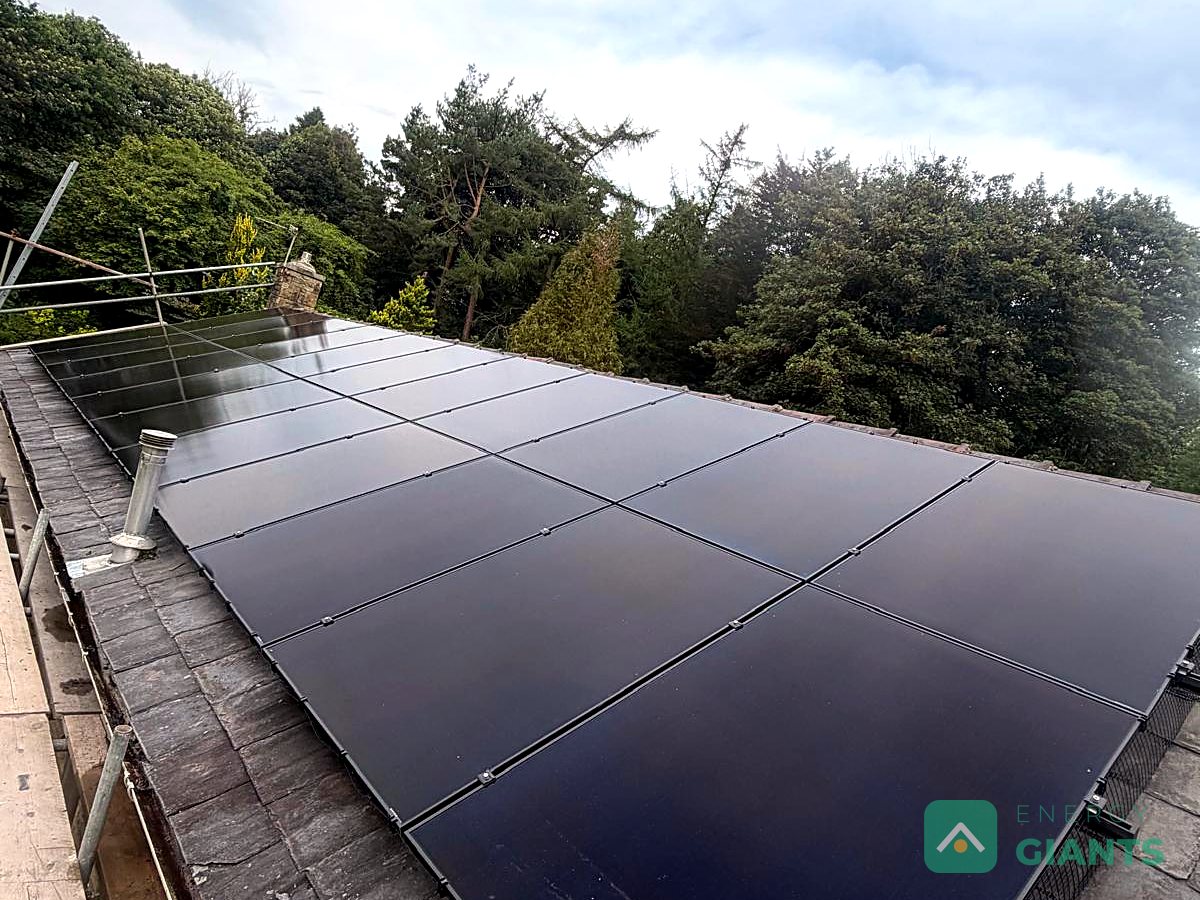 Twenty two panels on slate, a Powerwall in the outbuilding, Great Harwood